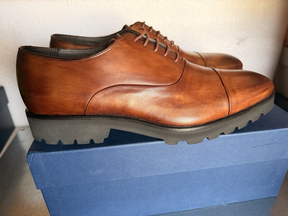 Massimo Matteo Mens Toledo Tan Leather Gomma Aquila Cap Toe Oxfords Size 9M NIB